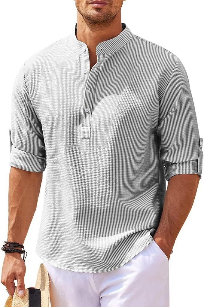 Chemise Henley à manches longues pour hommes | Décontractée