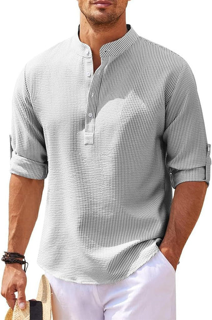 Chemise Henley à manches longues pour hommes | Décontractée