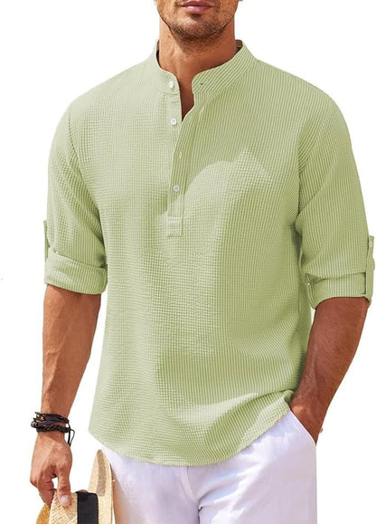 Chemise Henley à manches longues pour hommes | Décontractée