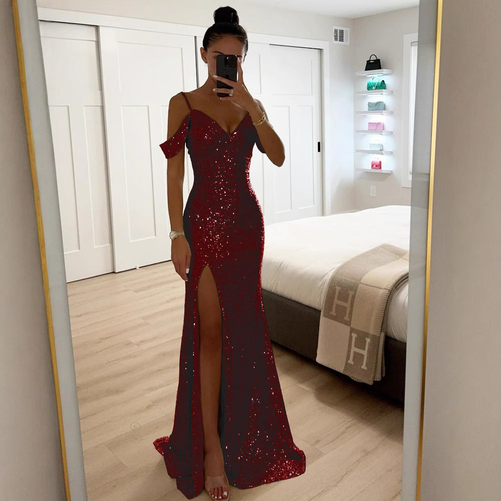 Robe de soirée à paillettes pour femme