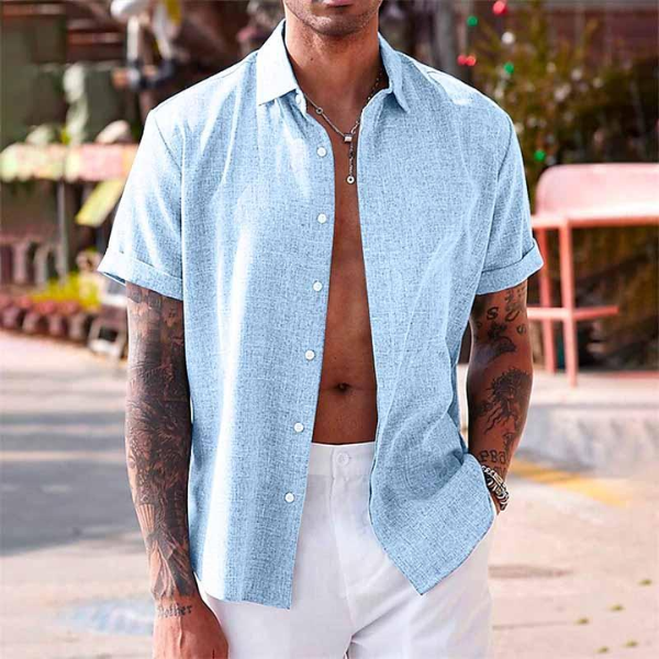 Chemise en lin homme | Manches courtes