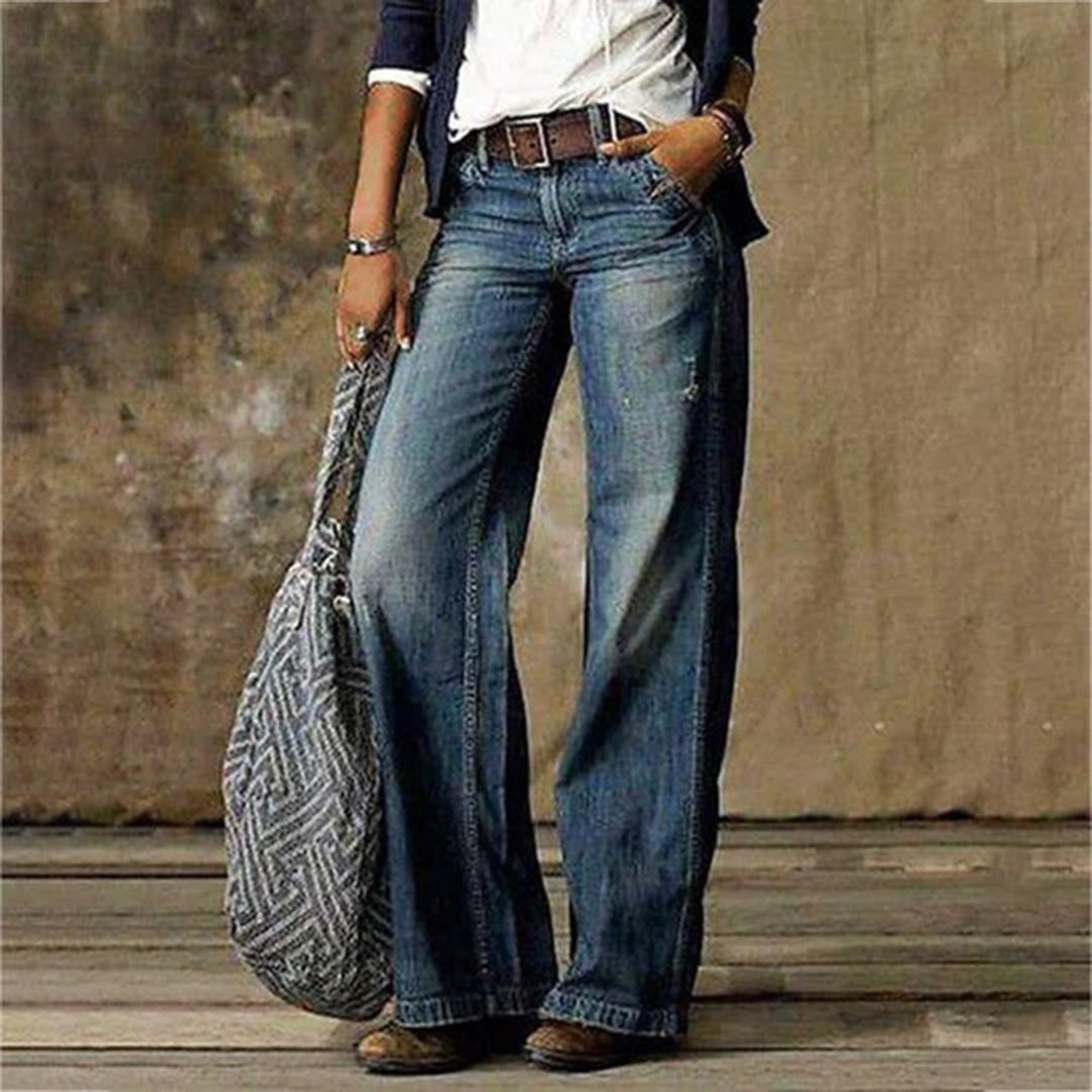Jean vintage taille haute pour femmes | Jambe large