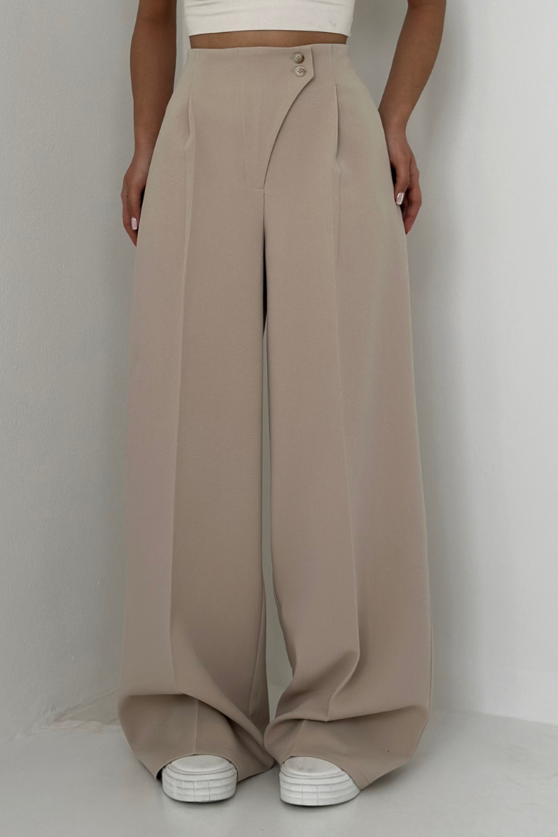 Pantalon taille haute à jambes larges pour femmes | Business décontracté
