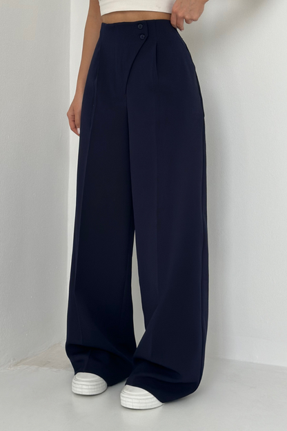 Pantalon taille haute à jambes larges pour femmes | Business décontracté