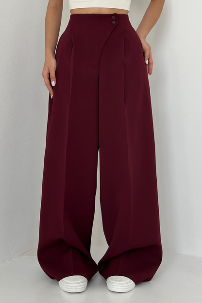 Pantalon taille haute à jambes larges pour femmes | Business décontracté