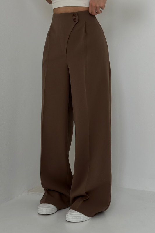 Pantalon taille haute à jambes larges pour femmes | Business décontracté