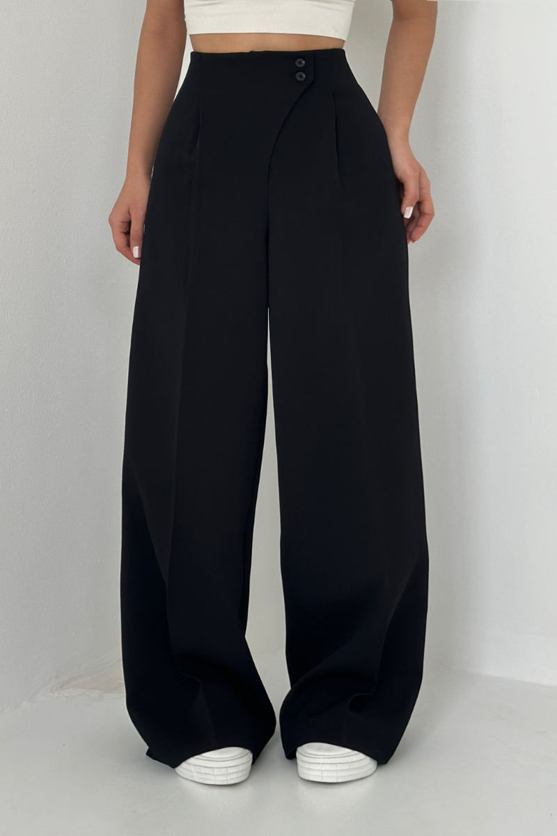 Pantalon taille haute à jambes larges pour femmes | Business décontracté