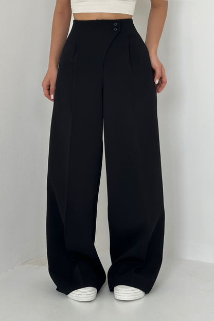 Pantalon taille haute à jambes larges pour femmes | Business décontracté