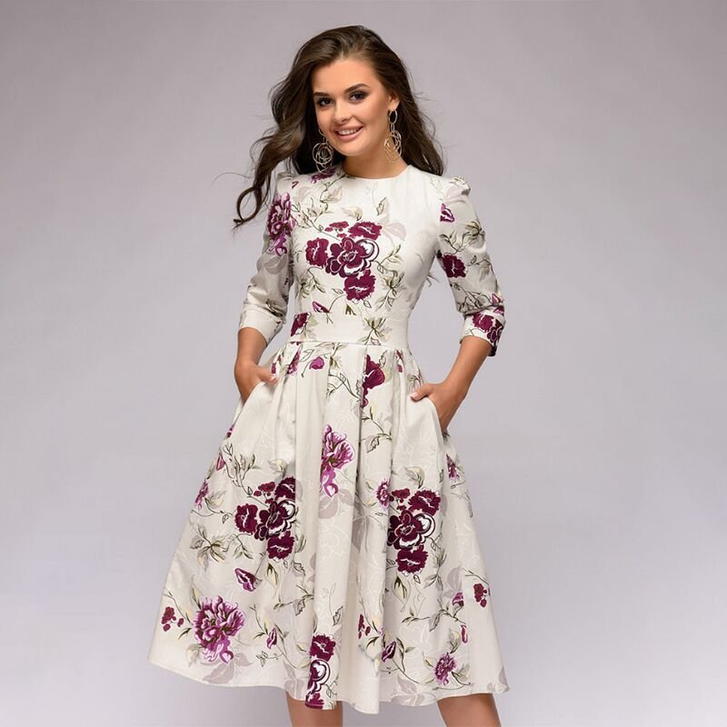 Robe invitée mariage femme imprimé floral | midi
