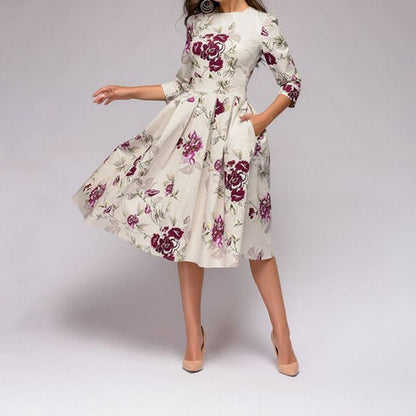 Robe invitée mariage femme imprimé floral | midi