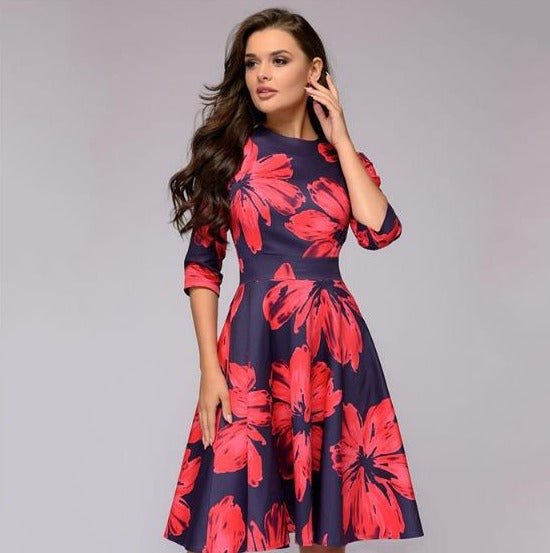 Robe invitée mariage femme imprimé floral | midi