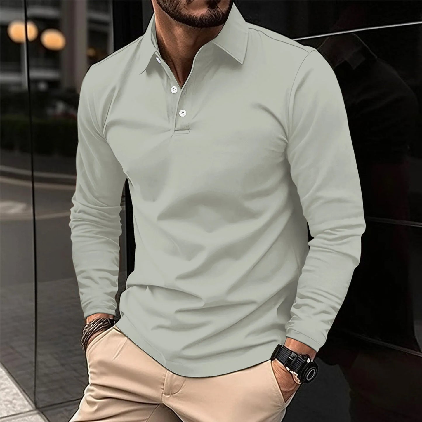 Herren Langarm Polo-Shirt | Lässig- und Geschäftskleidung