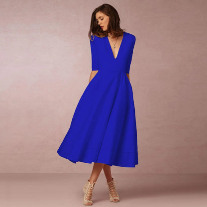 Women's V-Neck Wedding Guest Dress | Midi
