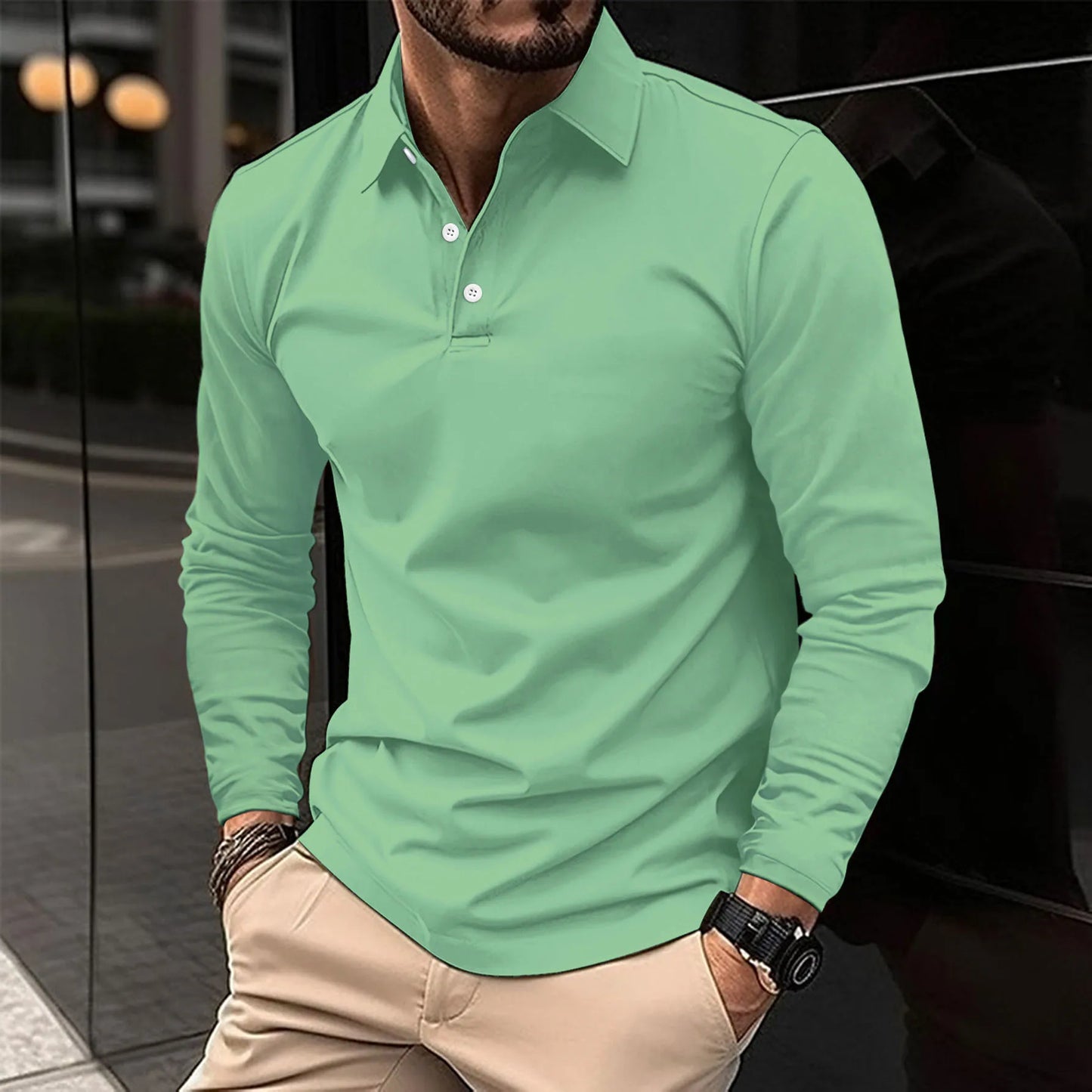 Herren Langarm Polo-Shirt | Lässig- und Geschäftskleidung