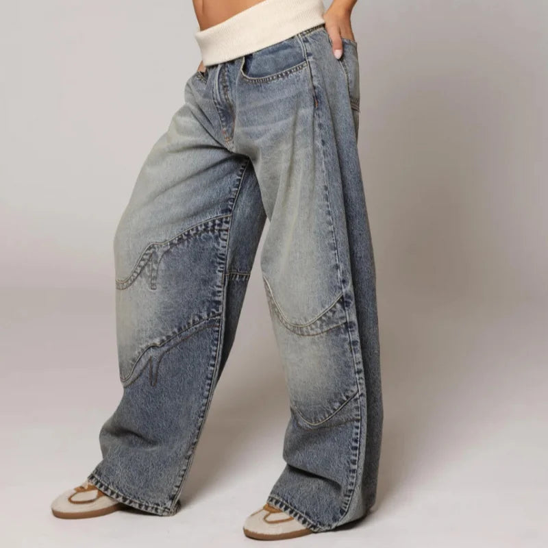 Jean baggy taille basse femme | Jambe large