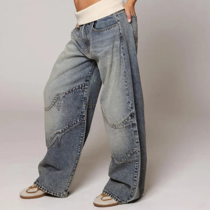 Jean baggy taille basse femme | Jambe large