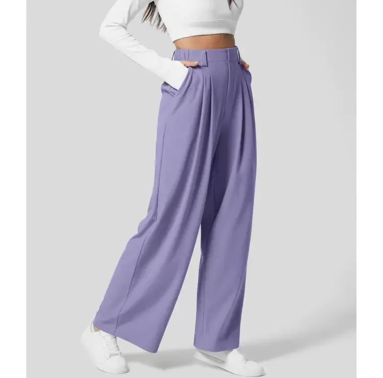 Pantalon d'été taille haute à jambes larges pour femmes