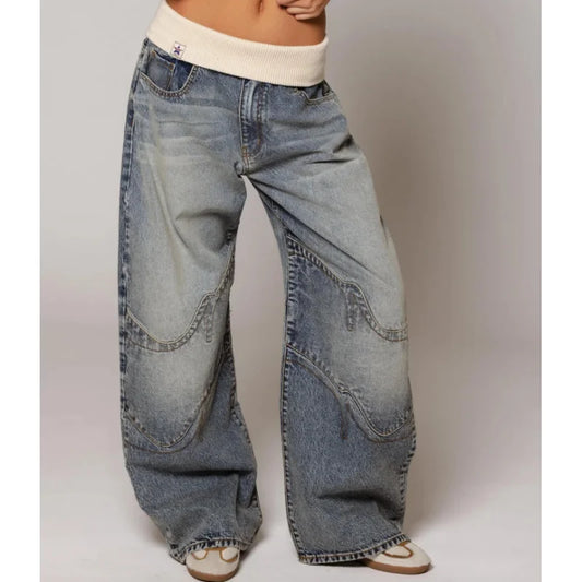 Jean baggy taille basse femme | Jambe large