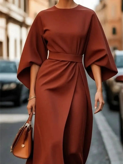 Robe midi formelle pour femmes | avec manches lanterne