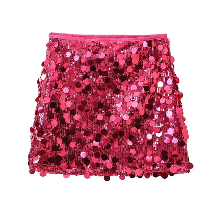 Jupe taille haute scintillante femme | Mini