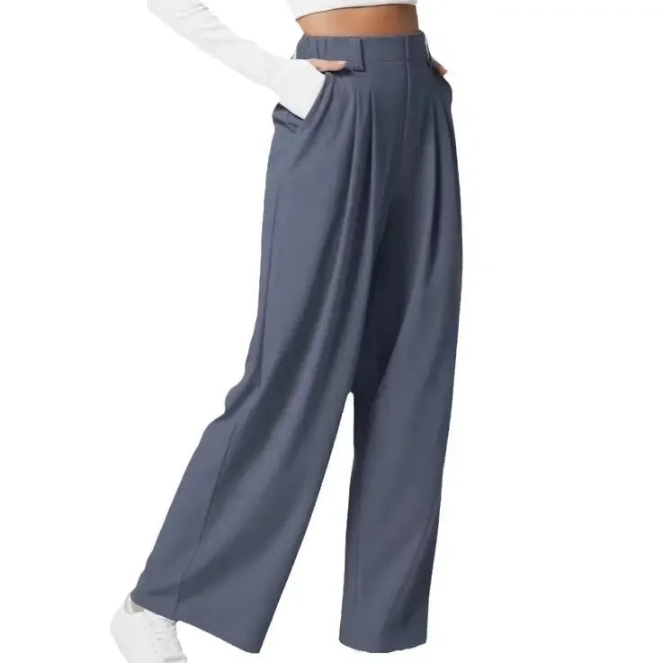Pantalon d'été taille haute à jambes larges pour femmes