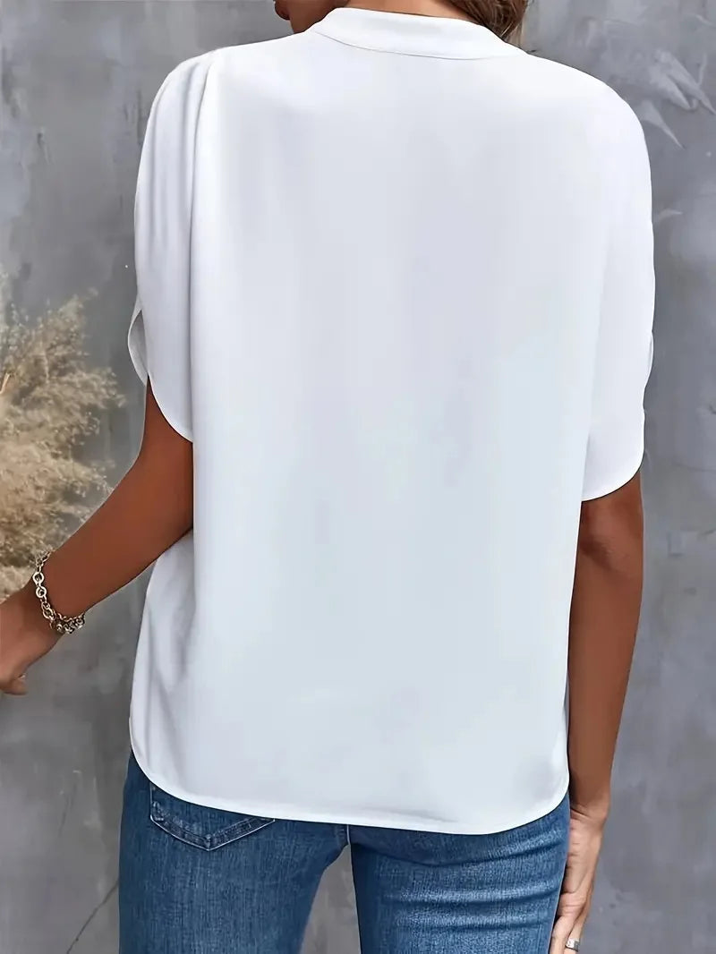 Blouse manches courtes col en V femme | Décontractée