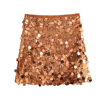 Jupe taille haute scintillante femme | Mini