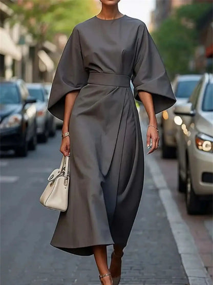 Robe midi formelle pour femmes | avec manches lanterne