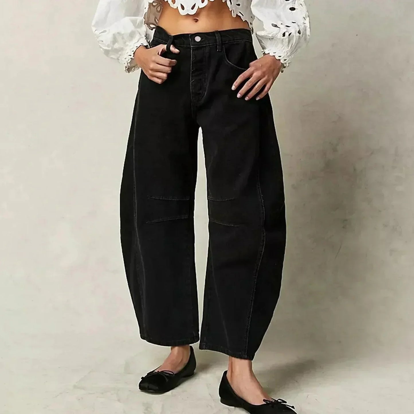 Jean baggy taille haute pour femmes | Coupe ample