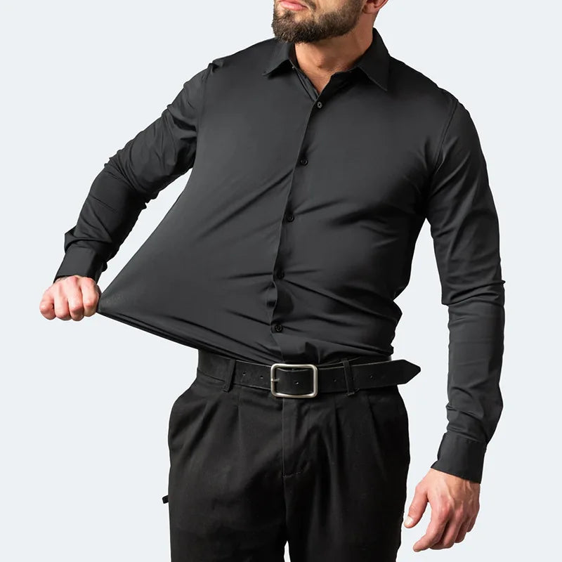 Chemise élastique pour homme | Manches longues
