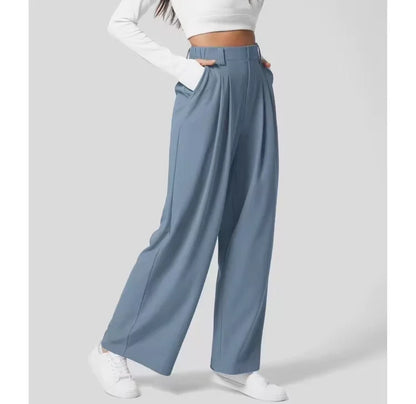 Pantalon d'été taille haute à jambes larges pour femmes