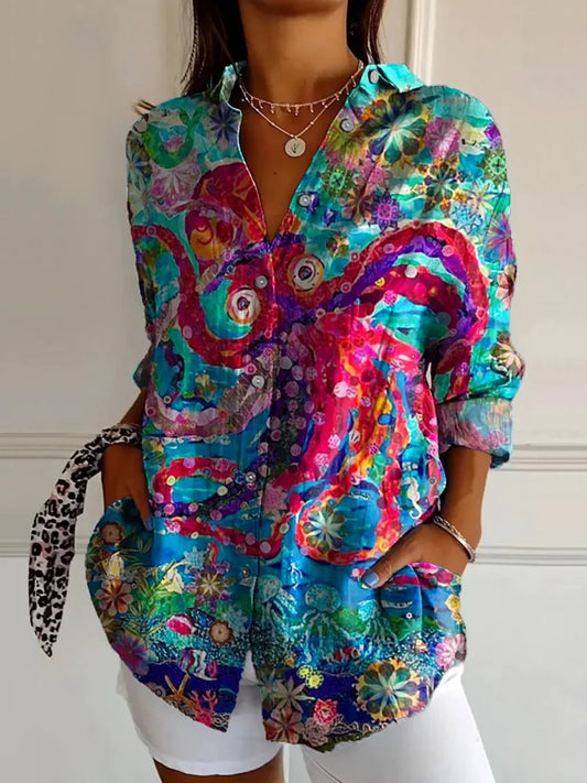 Camicia stampata da donna | Manica lunga