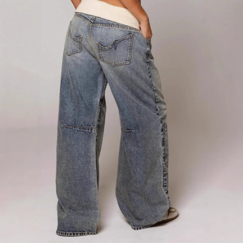 Jean baggy taille basse femme | Jambe large