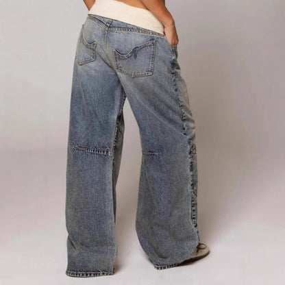Jean baggy taille basse femme | Jambe large