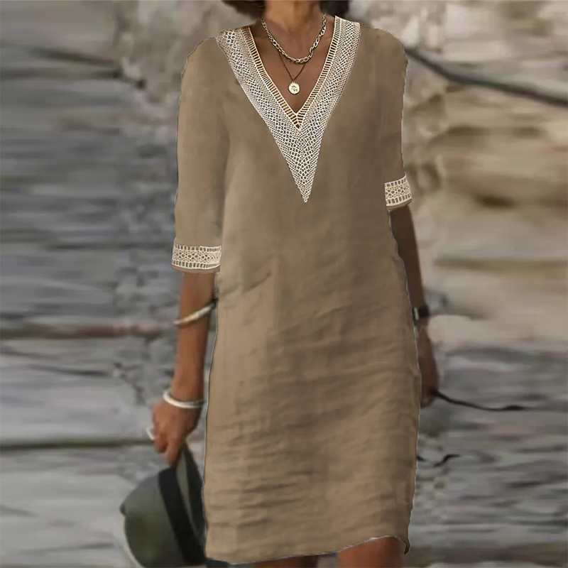 Robe d'été style bohème à col en V pour femme | Mini