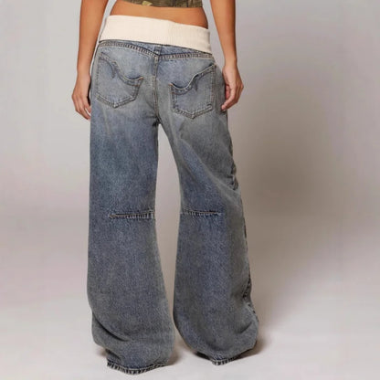 Jean baggy taille basse femme | Jambe large