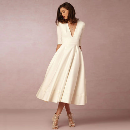Women's V-Neck Wedding Guest Dress | Midi