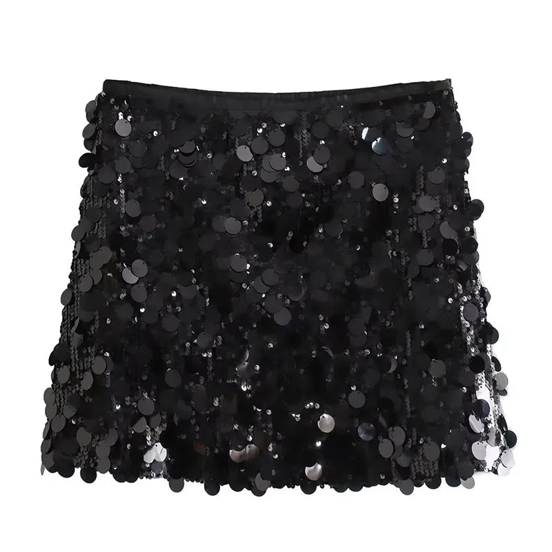 Jupe taille haute scintillante femme | Mini
