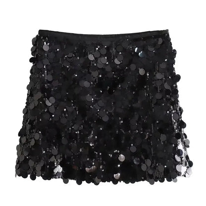 Jupe taille haute scintillante femme | Mini