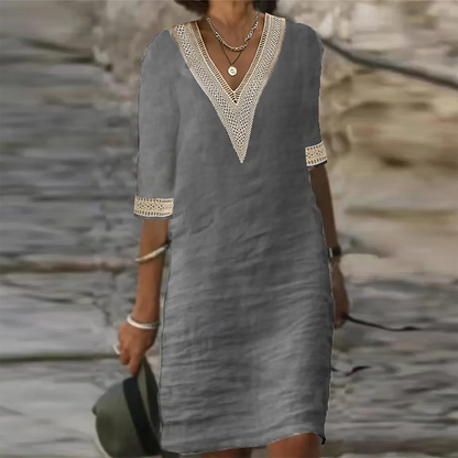 Robe d'été style bohème à col en V pour femme | Mini