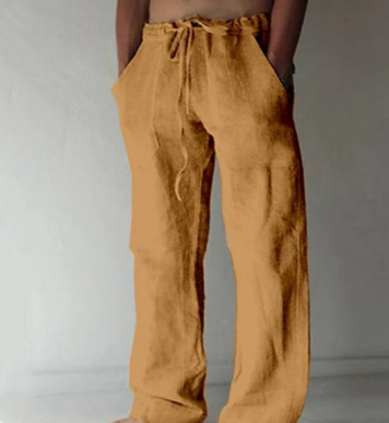 Pantalon long en lin d'été pour hommes | Avec cordon de serrage