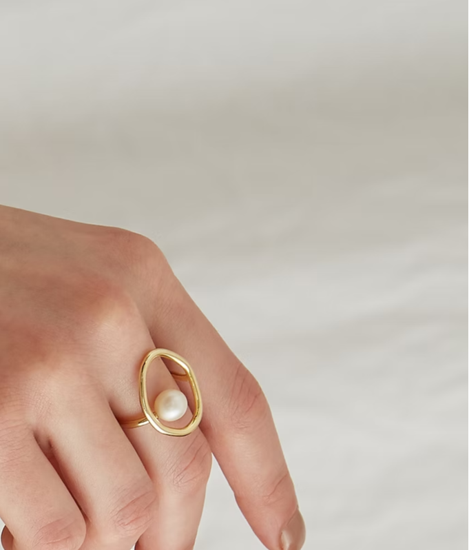 Bague ovale minimaliste | avec perle