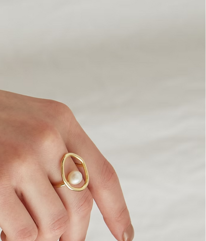 Bague ovale minimaliste | avec perle