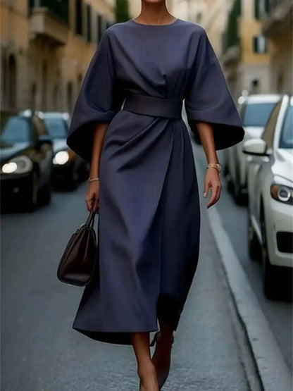 Robe midi formelle pour femmes | avec manches lanterne