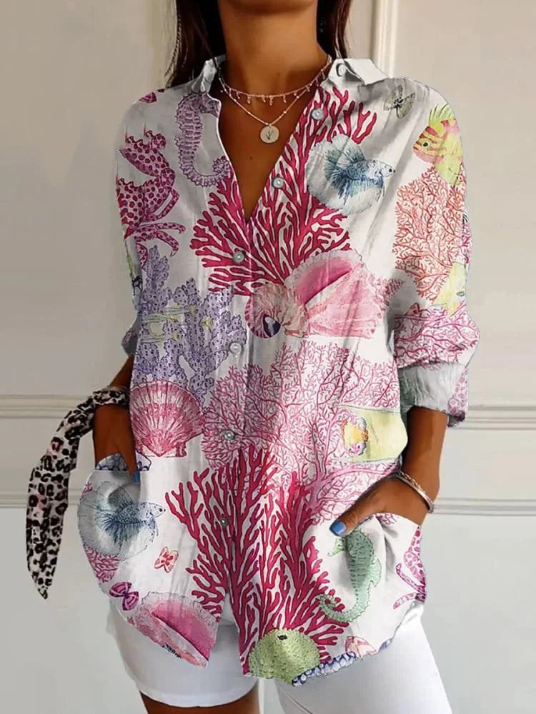 Camicia stampata da donna | Manica lunga