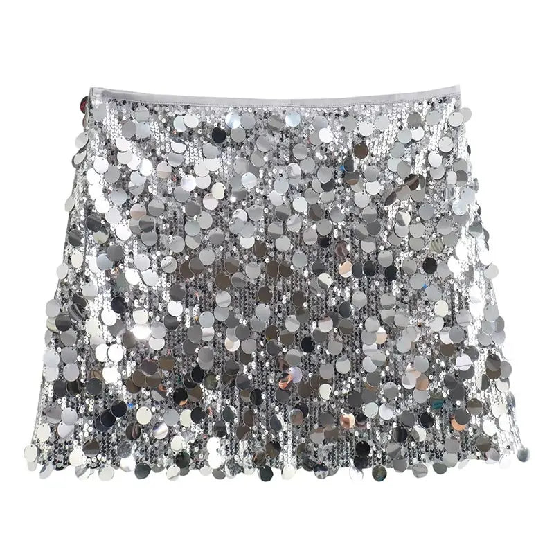 Jupe taille haute scintillante femme | Mini