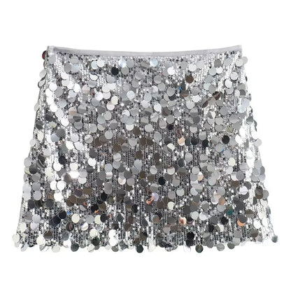 Jupe taille haute scintillante femme | Mini