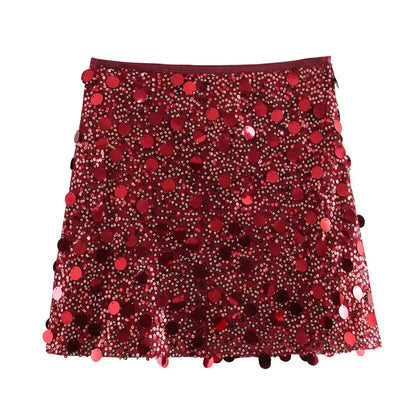 Jupe taille haute scintillante femme | Mini