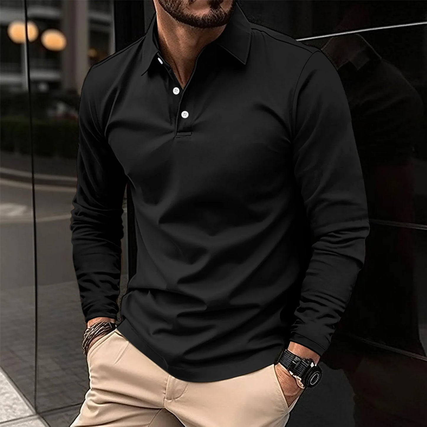 Herren Langarm Polo-Shirt | Lässig- und Geschäftskleidung