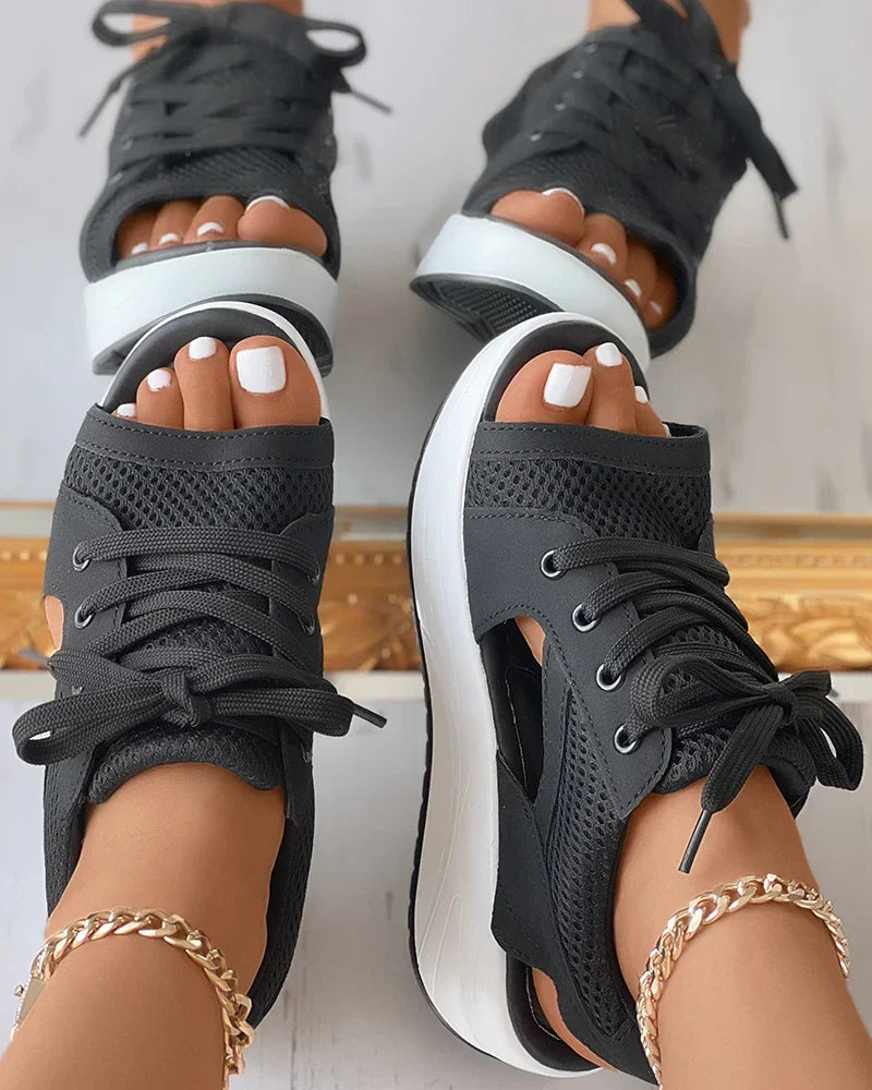 Sandales compensées femme | à lacets
